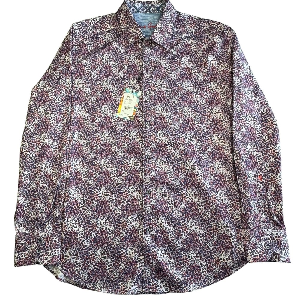 Robert Graham Fermont Long Sleeve Shirt Mens L Red White Blue Animal Print NWT